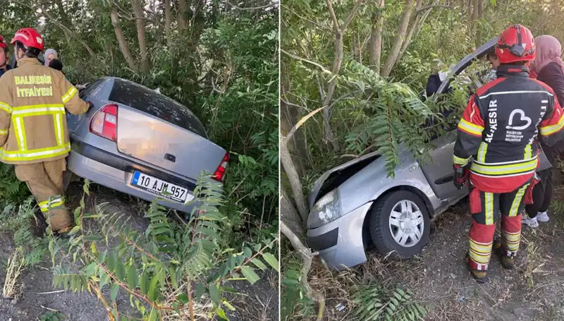 Balıkesir’de Otomobil Kazası: Şarampole Yuvarlanan Araçta İki Yaralı!